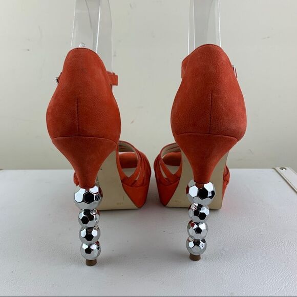 INC INTERNATIONAL CONCEPTS HEELS Orange Suede Shoe 6.5 - Picture 2 of 12